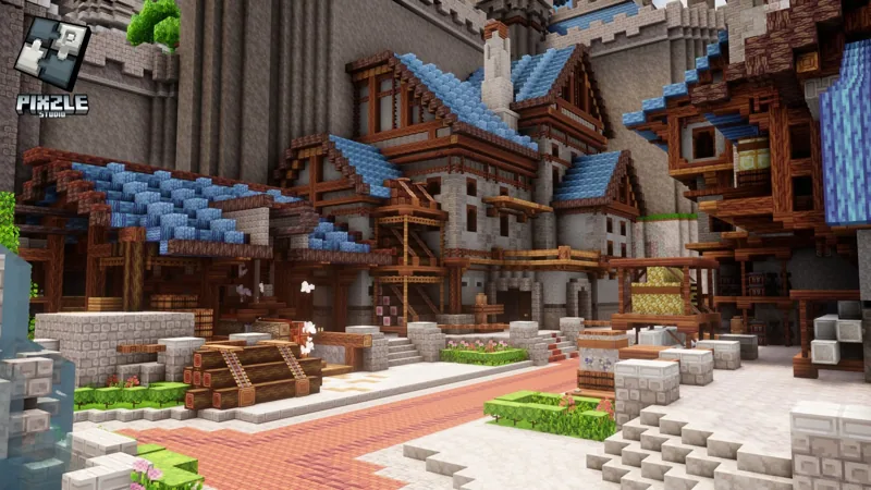 Minecraft build: Castle Courtyard