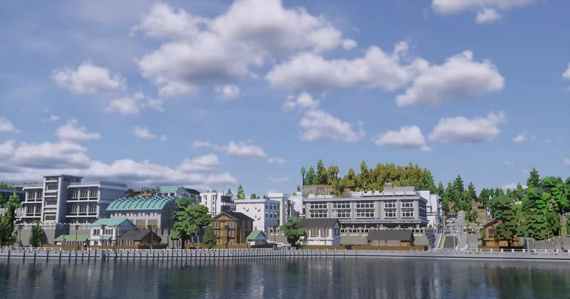 Minecraft build: Lakeside Town