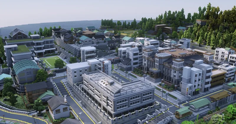 Minecraft build: Japanese Town — Districts