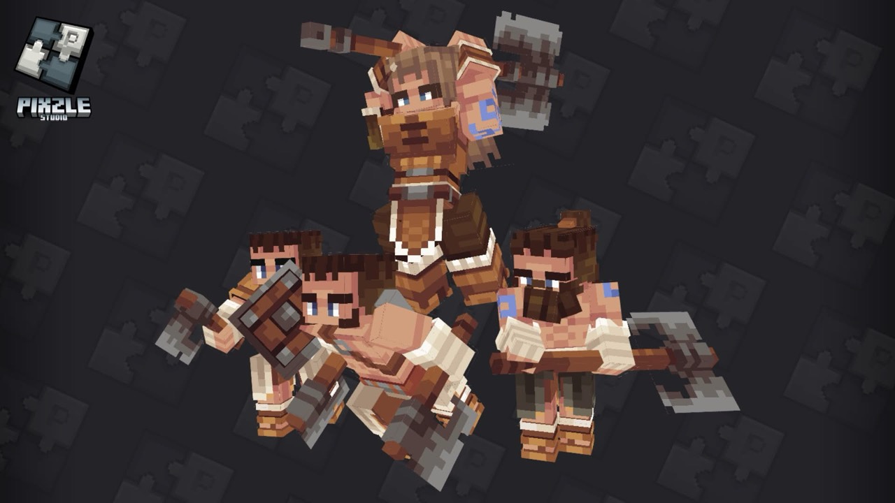 Warrior characters with weapons